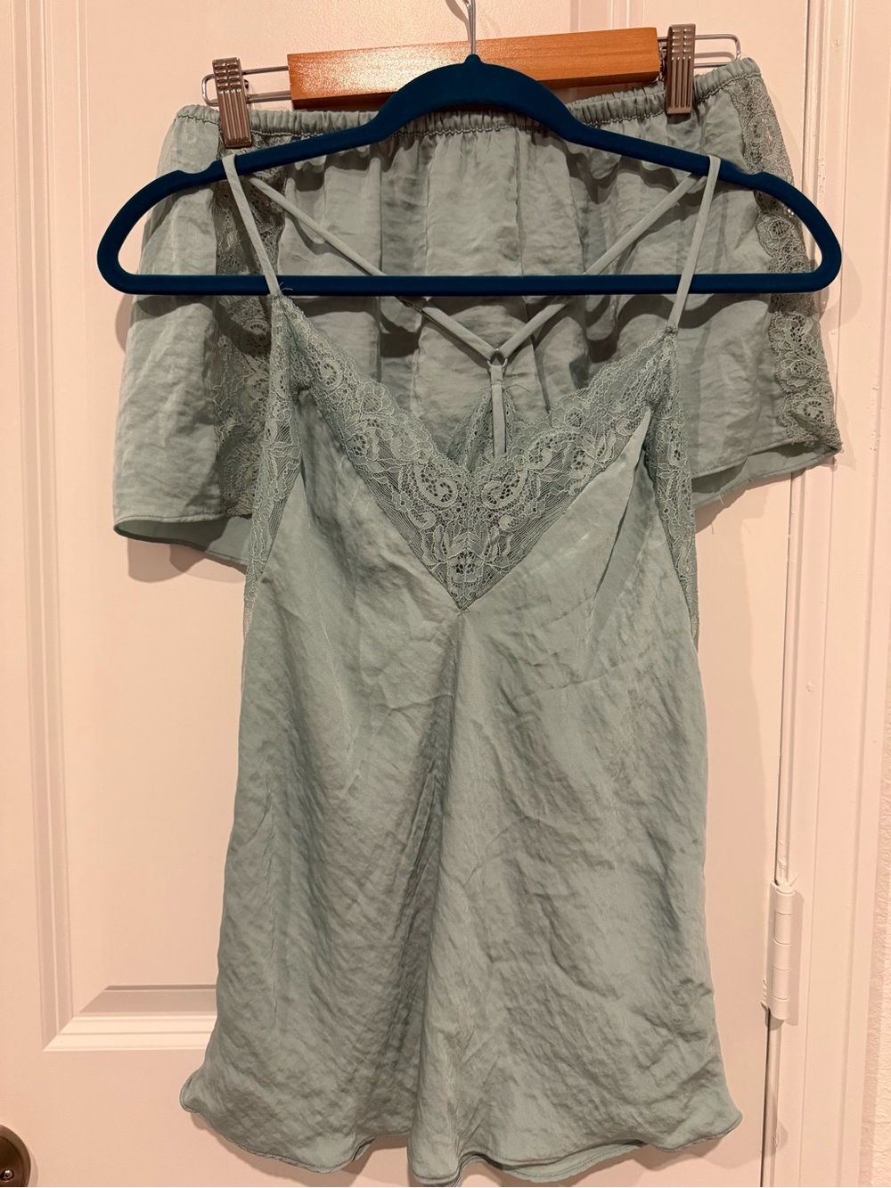 Linea Donatella Sage Green Lace-Trim lingerie set Size M